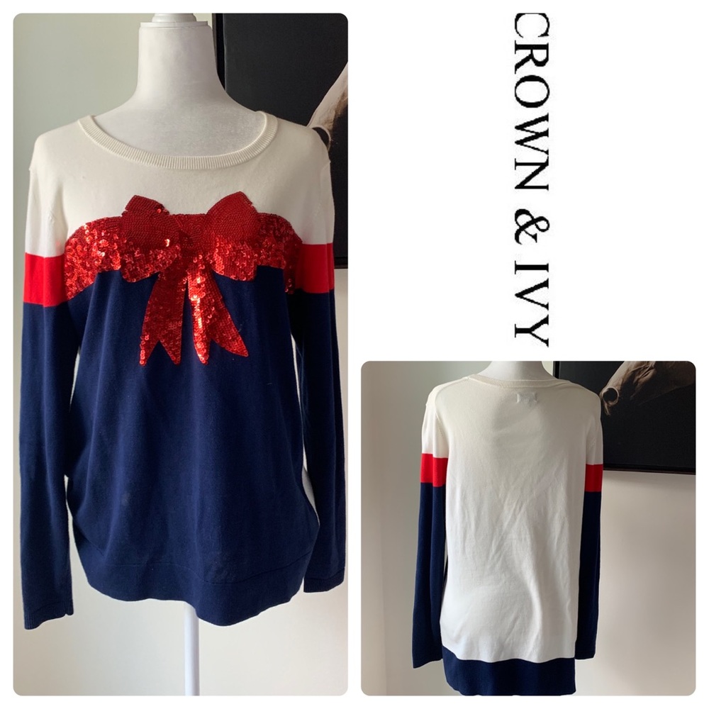 Crown & ivy pull on light 100% cotton sweater